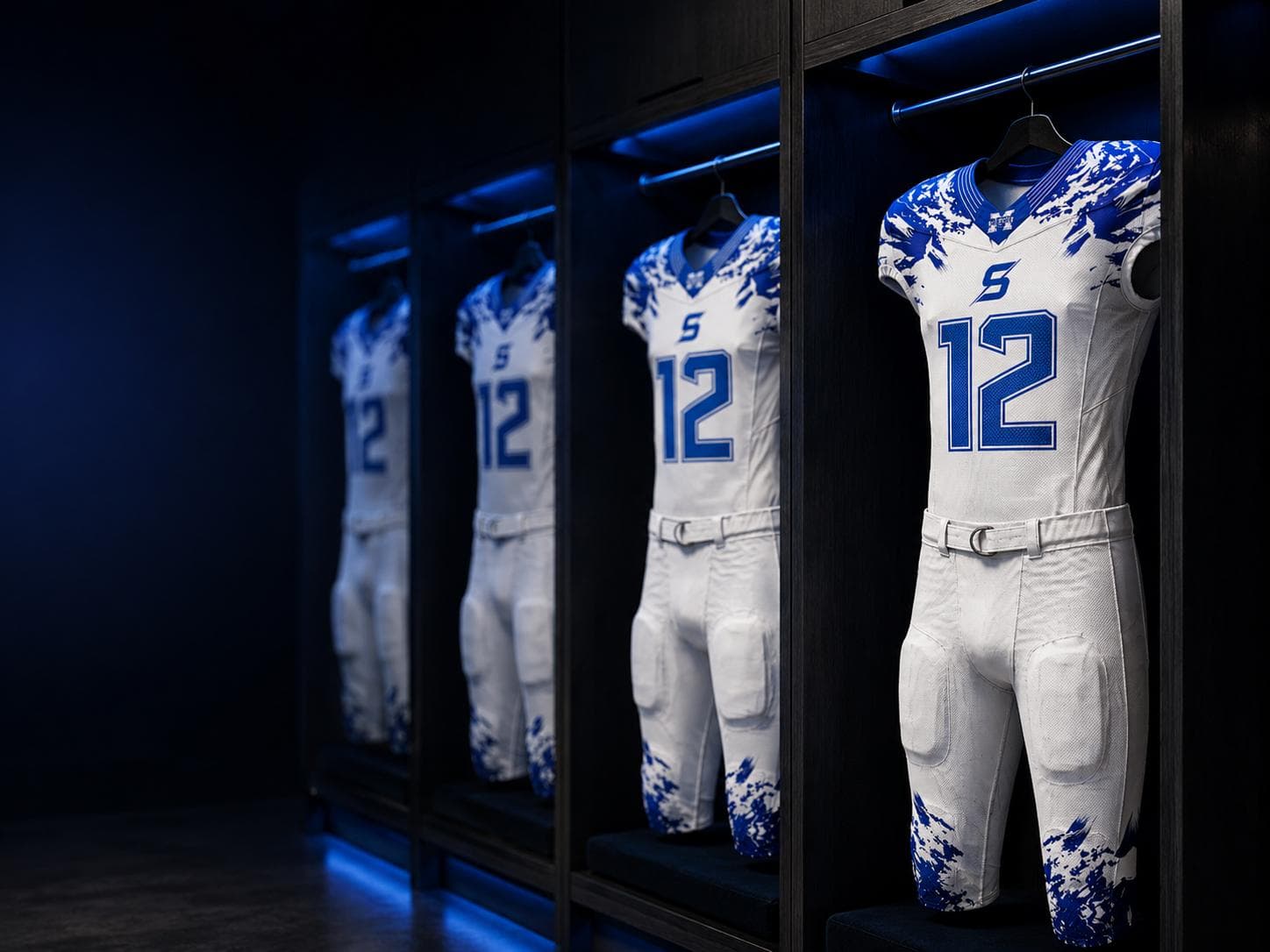 Athletes in custom team jerseys during practice
